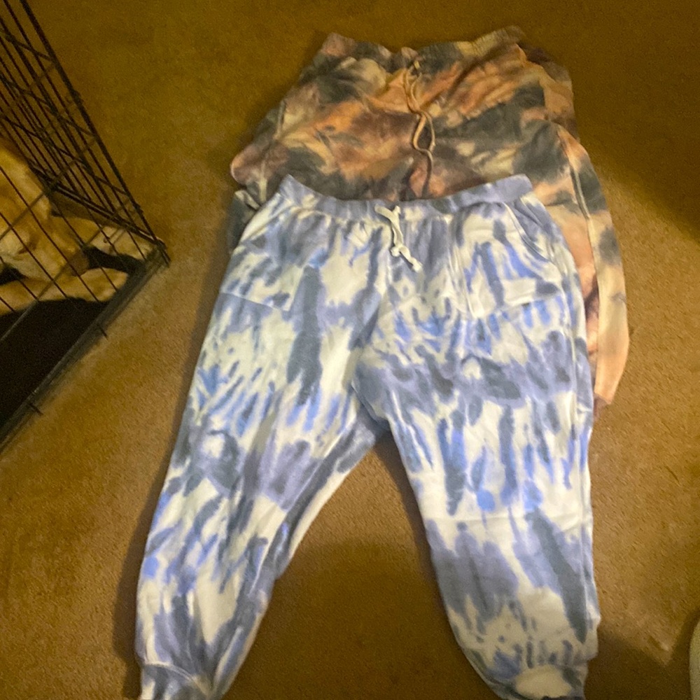 Two pairs of tie-dye, sweatpants, multicolor, cute, very warm
